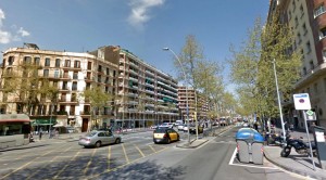 La Gran Via de les Corts Catalanes, entre la Campana i plaça Espanya acollirà els independentistes del Baix Llobregat // Google Maps