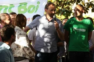 Joan Herrera durant la presentació de la candidatura d'ICV Sant Boi // David Guerrero