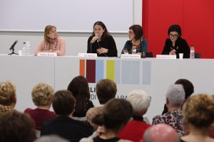 Instant de l'acte de presentació amb les autores i l'alcaldessa Moret // PSC Baix Llobregat